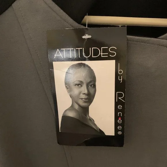 New Attitudes by Renee Gray And Black Zippered Jacket Size Large - Picture 4 of 13